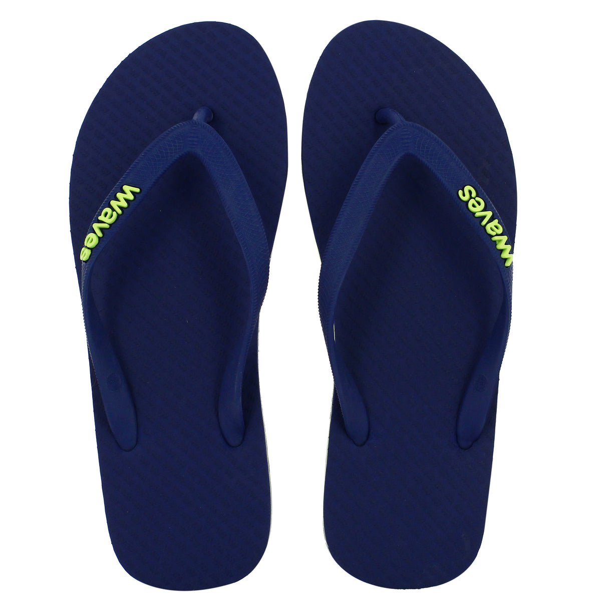 Navy Blue with Lime Green Stripe Tapered Flip Flops, Men's – Waves Flip ...