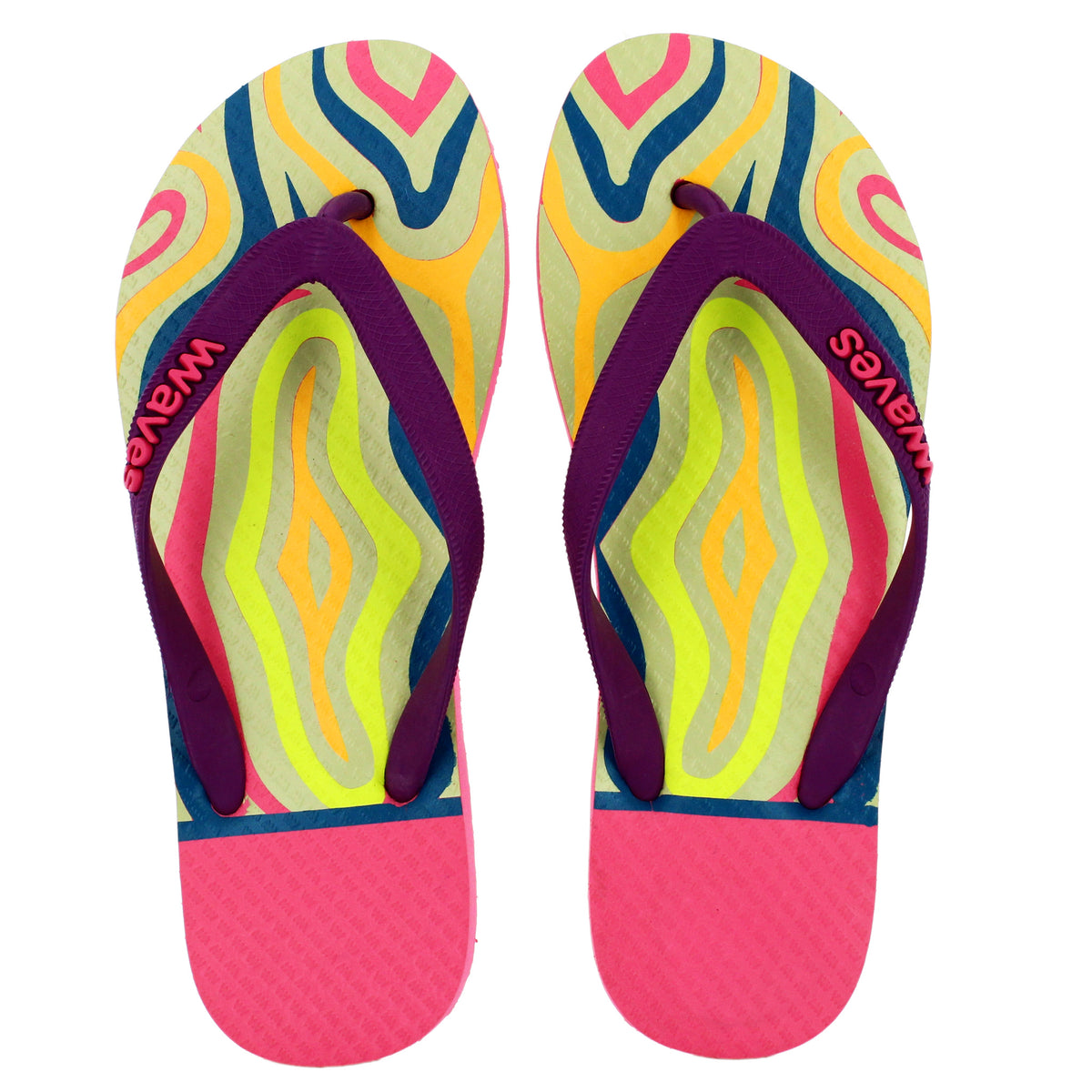 Multicolored Lines Tapered Flip Flops, Women's – Waves Flip Flops USA