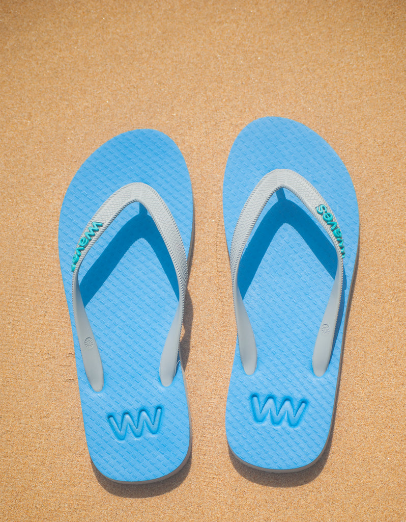 Blue and Gray Twofold Flip Flops, Men's – Waves Flip Flops USA